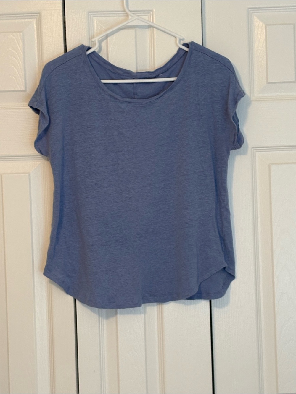 Ann Taylor Short Sleeve Scoop Neck Tee - Dusty Blue